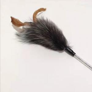 China Teasing Pet Plush Cat Toy Fox Feather Plush Teasing Cat Stick With Handle factory