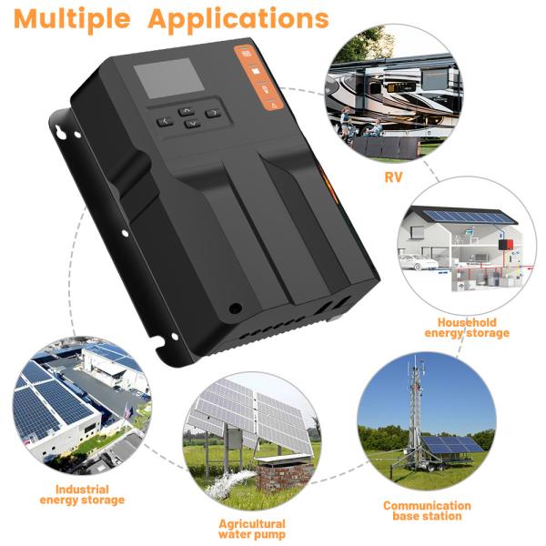 Natural Cooling MPPT Solar Charge Controller with LCD Display and Common In