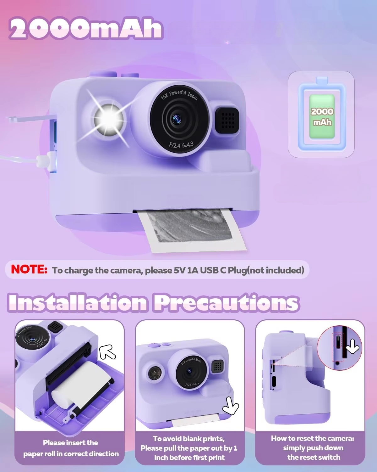X11S Mini Dual Lens Kids Camera 1080P Bunny Cartoon Children Camera Adorable Toy Kids Selfie Digital Camera As Gift Prize