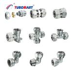 Chrome Plated Plumbing Compression Fittings For Pex Tubing Yellow Brass Color