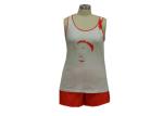100% Cotton Ladies Loungewear Sets Cartoon Printing Sleeveless Top + Allover