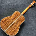 Custom 12 Strings Solid KOA Wood Top Guitar Ebony Fingerboard Real Abalone Shell