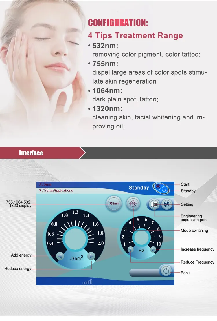 Picosecond Nd Yag Laser Tattoo/Pigment/Eyebrow/Freckle Removal Skin Rejuvenation For Beauty Salon