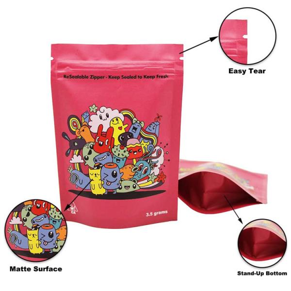 3.5 By 5 Resealable Aluminium Foil Stand Up Pouch 0.01-0.2mm Thickness