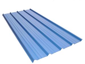 China RAL5015 Blue Pre-Painted Aluzinc Metal Tiles And Roof Panels Trapezoidal Corrugated Sheet Valspar HDP 30 Years Warranty factory