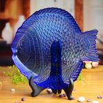 Fish Shaped Embossed Colorful Glass Charger Plates