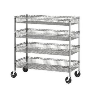 China Four Layers Wire Shelving Units With Castors / Grocery Display Wire Rack factory