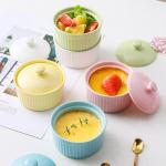 Oven safe Ceramic Creme Brulee Ramekins Bowls With Lid Cake Pudding Ceramic