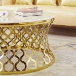 Modern Style Dia 90cm SS Coffee Table Round Shape Golden frame