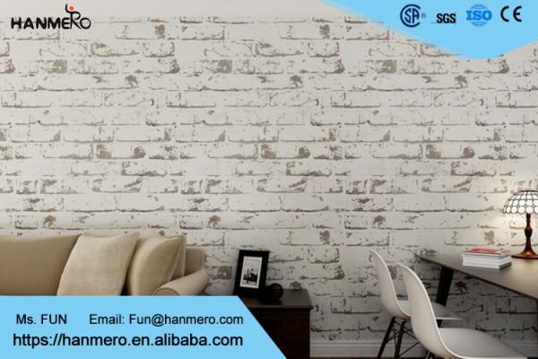 Chinese Style 3D Brick Effect House Decoration Wallpaper , Non Woven Wallcoverin