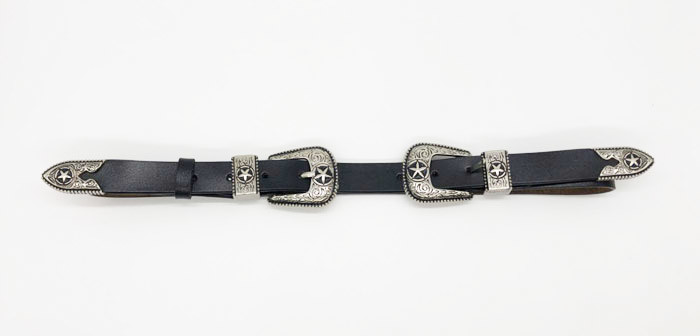 2.2cm Width Women'S Fashion Leather Belts Black Color With Two Buckles