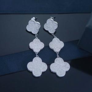 China Custom Silver 925 Sterling Earrings CZ Four Leaf Pendent Drop factory