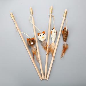 China Multiple Styles Cat Pet Toys Interactive Funny Feather Cat Fishing Pole Toy factory