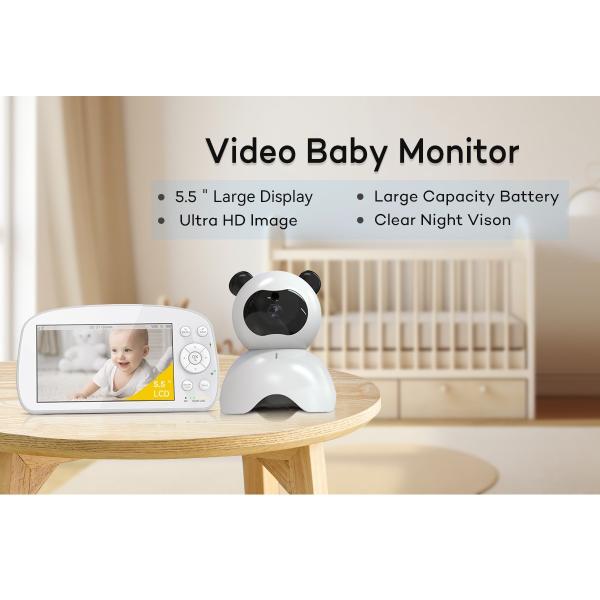 China 5.5 Inch Lcd Baby Video Monitor Two Way Audio Talk Ir Night Vision Baby Monitor factory