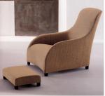 Comfortable Khaki Fabric Lounge Chair And Ottoman Wingback For Hotel