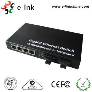 China Single Mode Gigabit Ethernet Switch With 2 Fiber Optic Ports / 4 Ethernet Ports factory