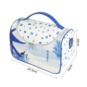 China Water Resistant PU Cosmetic Bag Organizer With Shoulder Strap factory