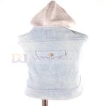 Cotton Denim Puppy Hoodie Blue Vintage Washed Clothes XS-XL