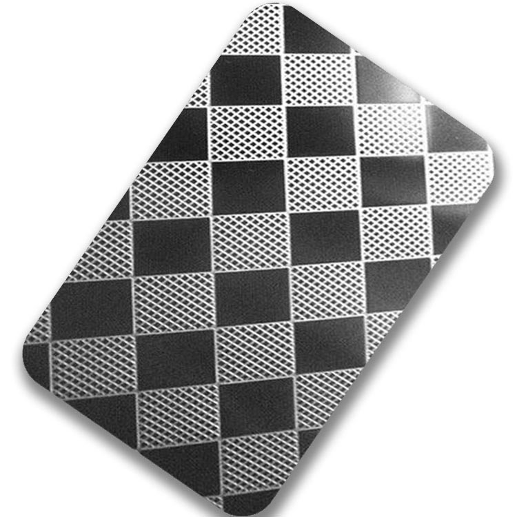 Square Pattern Embossed Stainless Steel Sheet 0.3mm 304 443 Hairline Surface
