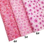 Pink 100% PU Leather Printed Gretel Rose Flower Polyurethane Imitation Leather