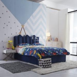 China Modern Fashion Style Boy Bedroom Wooden Latest Design Velvet Bed factory