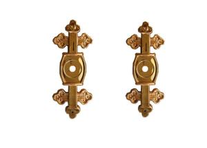 China Pale Gold Coffin Bracket Surface Decoration Cross Shape For Casket Screw factory