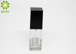 China 30ml Square Glass Clear Foundation Pump Bottle Skin Serum Makeup Container factory