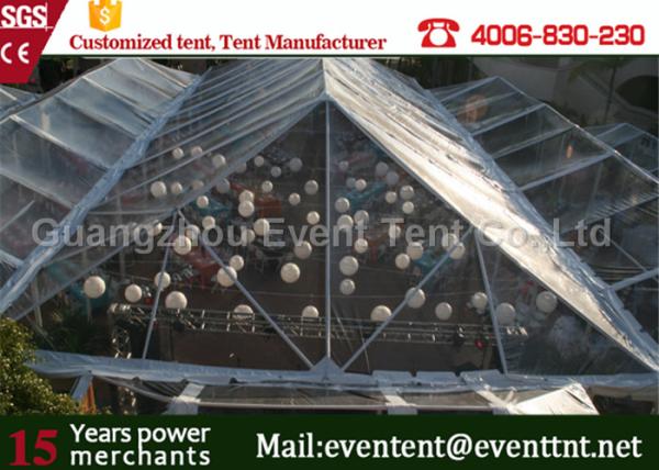 Clear Roof Party Tent For 300 People , Transparent Wedding Tent With PVC Fabric