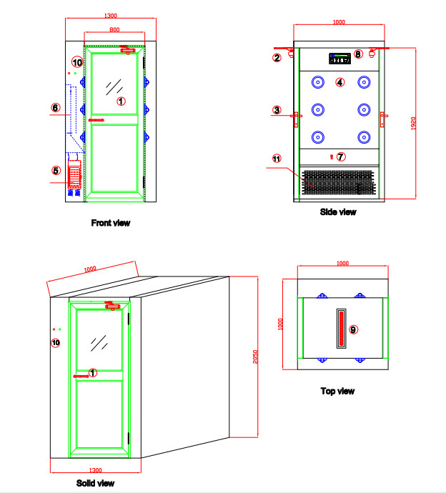 Spray Coating Stainless Steel Clean Room With Manual SS Swing Doors