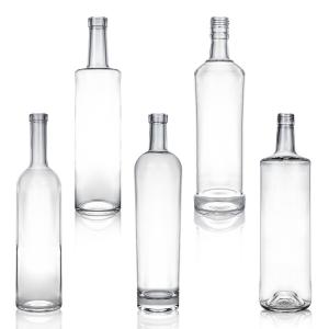 China Direct Sell Glass Bottle with Lid for Rum Vodka Whisky Tequila Gin Clear or Customized factory