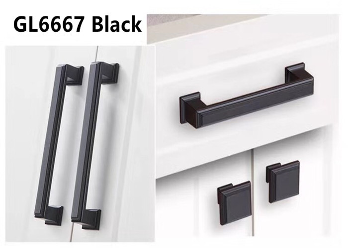 128mm American Stylish Plating Kitchen Cabinet Handles 96mm Black Arched Dresser Pulls Square Knobs