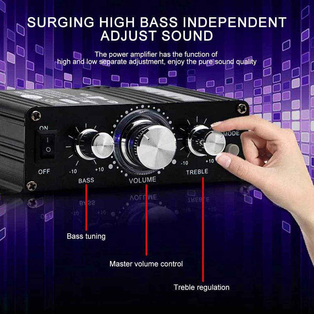 AK-270 12V Small Power Bluetooth Audio Amplifier 2.0 Channel Output HIFI Mini Power Amplifier for Home Theater Sound System