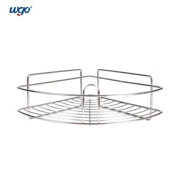 Stainless Steel Wall Mounted Corner Basket Damage Free Hanging Bathroom Corner