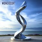 Customized oversized outdoor statue forged twisted geometric stainless steel