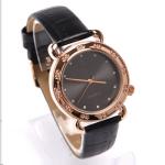 Fashion Ladies Quartz Movement Watch , Round Leather Strap Watches With Mineral
