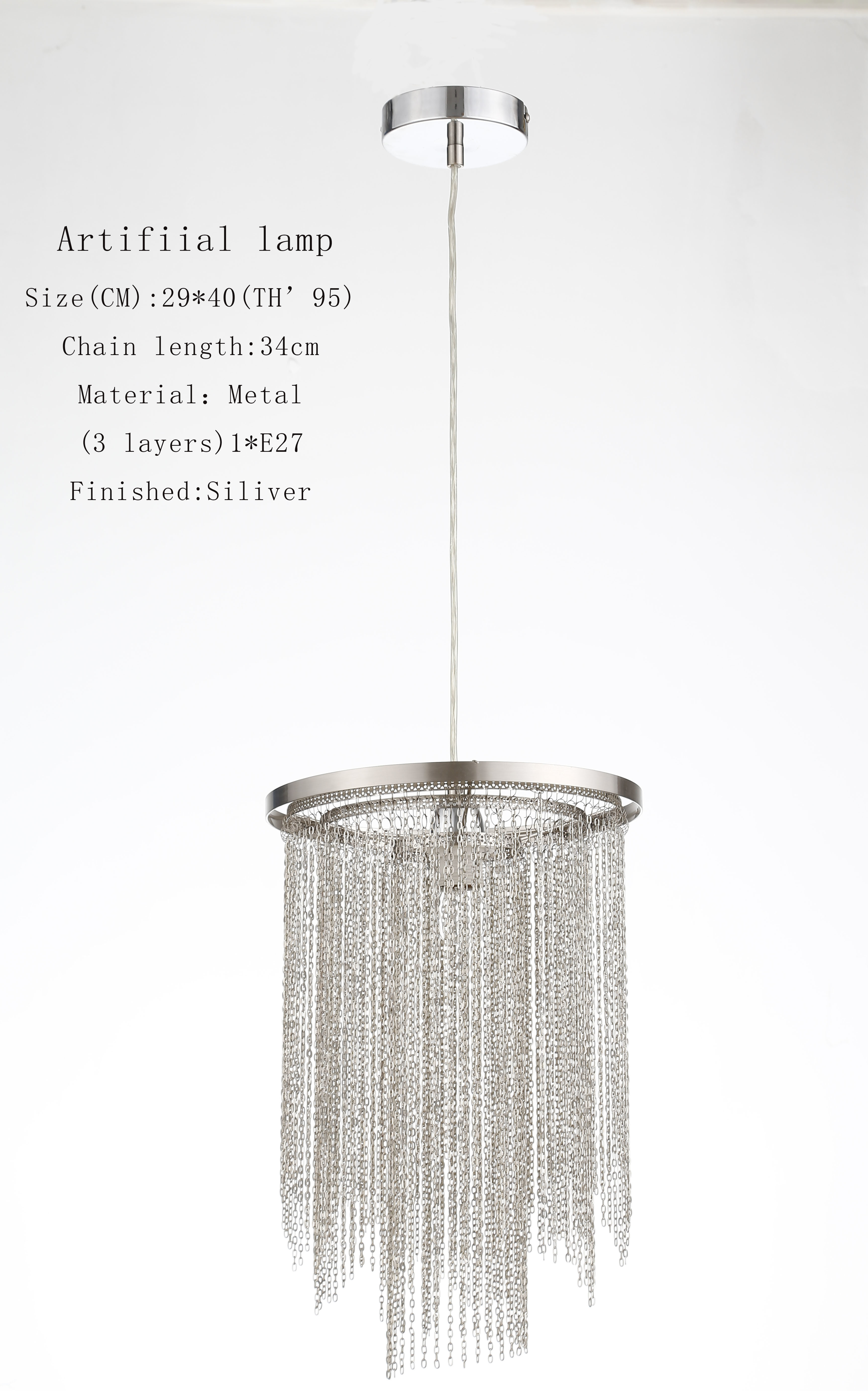 Pendant Lamp With Silver Chain Links