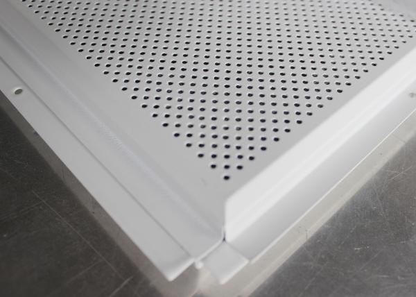 Metal Beveled Edge Perforated Ceiling Tiles Suspended Black Groove Carrier For