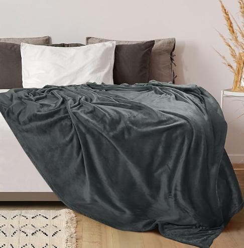 Soft Microfiber Grey Fleece Blanket 300GSM King Size 90x102 Inches by Utopia Bedding
