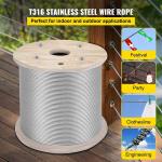 T316 Cable Balustrade 500 Ft Stainless Steel Rope 1/8 Inch Stranded 1x19 Wire