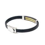 Leather rope bracelet trendy retro leather woven stainless steel men's bracelet