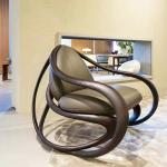 Black Walnut Recliner Armchair Balcony Lazy Chair Leisure Solid Wood Chair