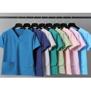 Hospital Uniforms Spandex Scrub Suits Sets Non Irritant Customization Available