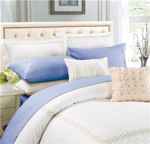 China Sateen Stripe Polyester Cotton Bedsheets 4pcs Sheet Set factory