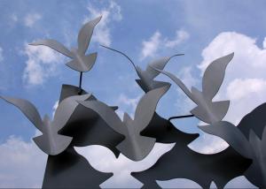 China Bird Flying Stainless Steel Abstract Yard Sculptures Contemporary Metal Garden Ornaments factory