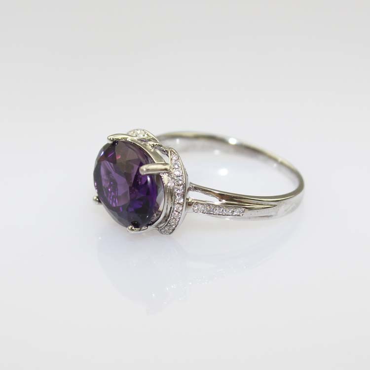 Women Jewelry 925 Silver 9mmx11mm Oval Pink Cubic Zircon Ring(R128)