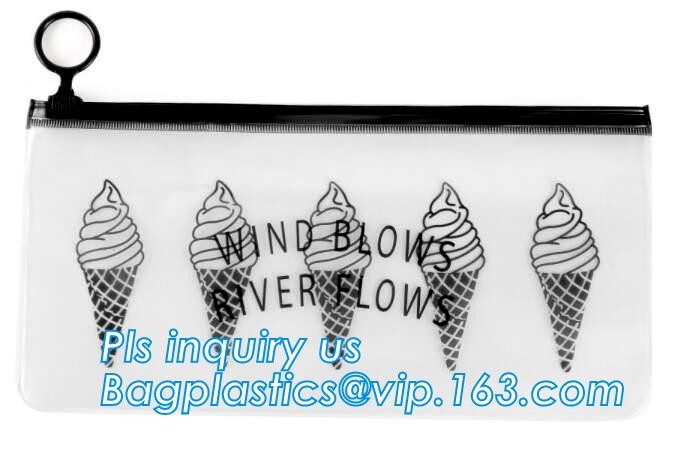 plastic bag with zipper and slider for garment packaging, frosted swimwear PVC vinyl Bag with slider zipper, slider zipp