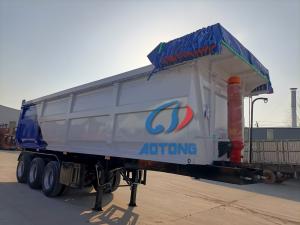 China 3 Axles Sand Bulk Cargo Carrier Side Rear Dump / Tipping Semi Trailer factory