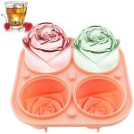 Rose Ice Cube Mold,Bongpuda Silicone Ice Cube Tray,4 Cavity Silicone Rose Ice