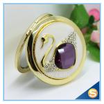 Shinny Gifts Elegant Swan Design Rhinestone Mirror Compact Mirror For Wedding