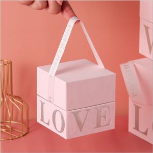 China Portable Xmas Packaging Boxes Paper Lid for Valentines Gift 10x10x10 factory